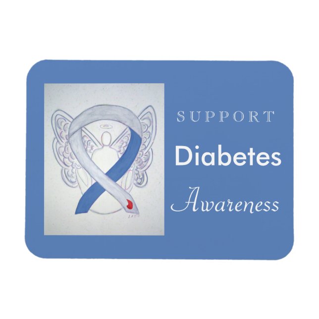 Diabetes Awareness Ribbon Angel Custom Magnet (Horizontal)