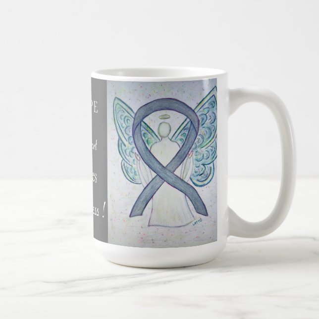 Diabetes Awareness Ribbon Angel Custom Mug (Right)