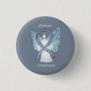 Diabetes Awareness Ribbon Angel Customised Art Pin