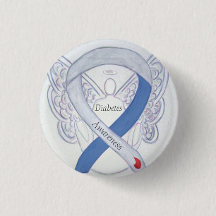 Diabetes Awareness Ribbon Angel Customised Art Pin