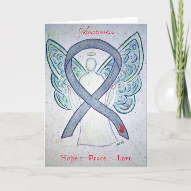 Diabetes Awareness Ribbon Angel Greeting Card (Front)