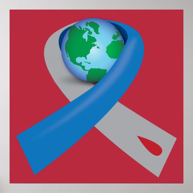 Diabetes Awareness Ribbon Around the World Poster (Front)