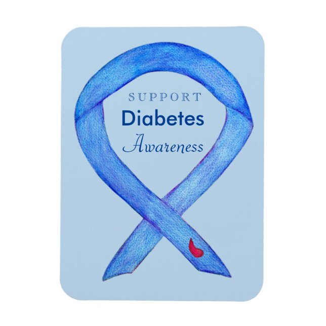 Diabetes Awareness Ribbon Art Custom Fridge Magnet (Vertical)