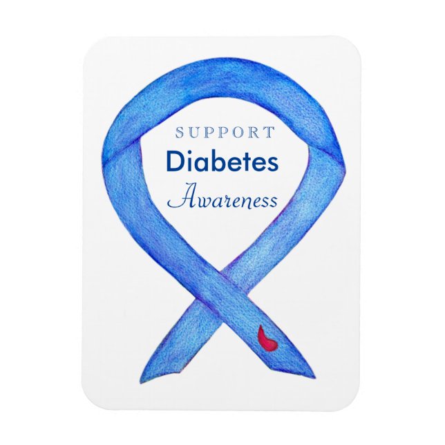 Diabetes Awareness Ribbon Art Custom Fridge Magnet (Vertical)