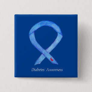 Diabetes Awareness Ribbon Art Custom Pin Buttons