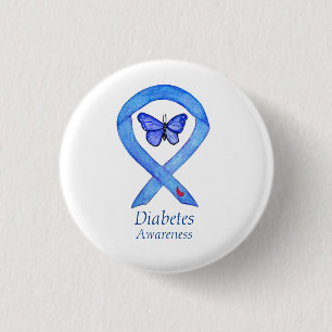 Diabetes Awareness Ribbon Butterfly Button Pin