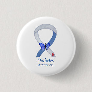 Diabetes Awareness Ribbon Butterfly Pin Buttons
