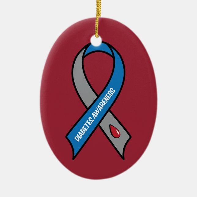 Diabetes Awareness Ribbon Ceramic Tree Decoration (Front)