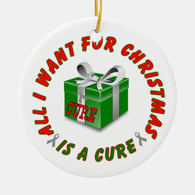 Diabetes Awareness Ribbon Cure Christmas Ornament (Front)