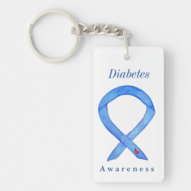 Diabetes Awareness Ribbon Custom Key Chain (Front)