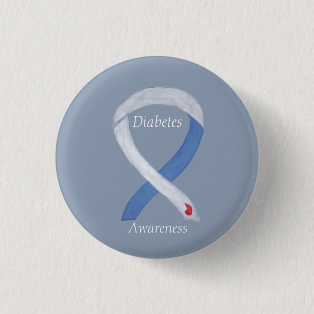 Diabetes Awareness Ribbon Customised Art Pin (Front)