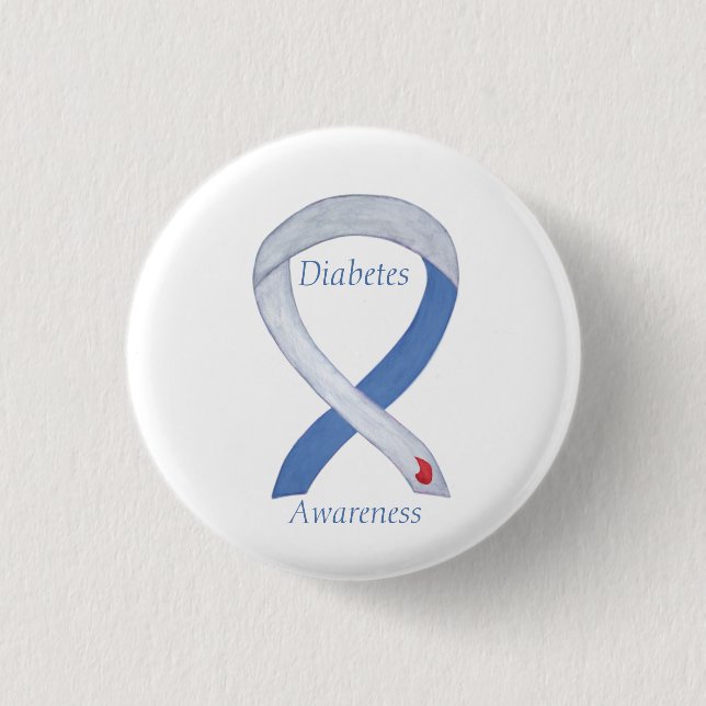 Diabetes Awareness Ribbon Customised Art Pin (Front)