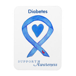 Diabetes Awareness Ribbon Heart Fridge Magnets