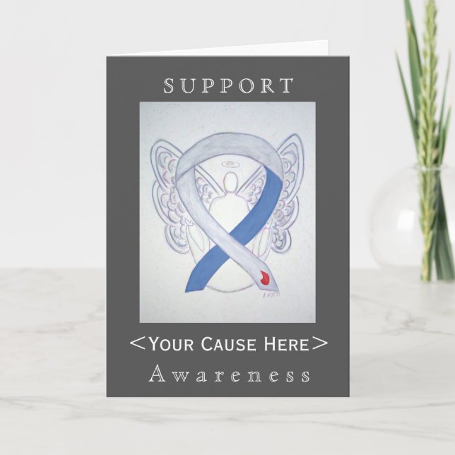 Diabetes Awareness Ribbon IDDM Angel Custom Card (Front)