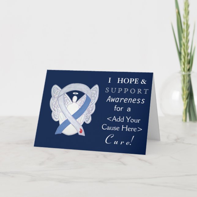 Diabetes Awareness Ribbon IDDM Angel Custom Cards (Front)