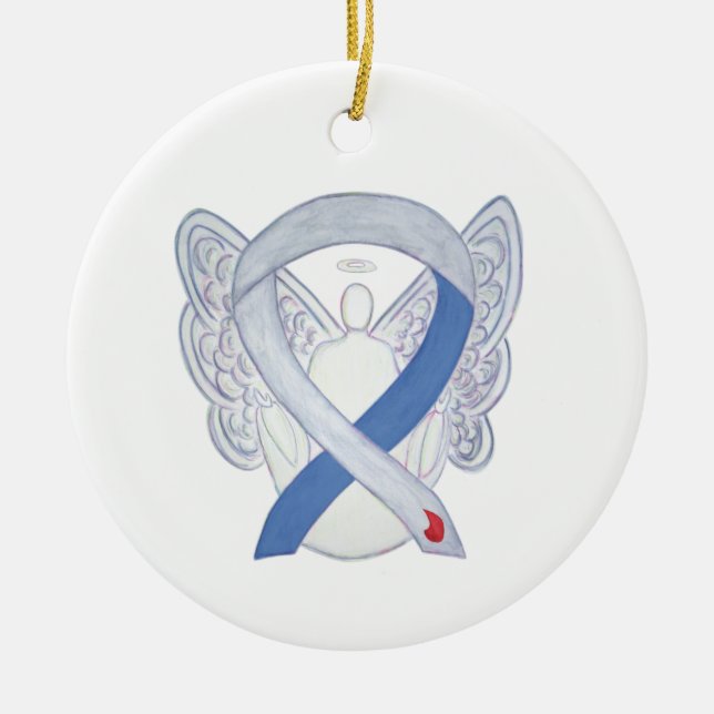 Diabetes Awareness Ribbon IDDM Angel Ornaments (Front)