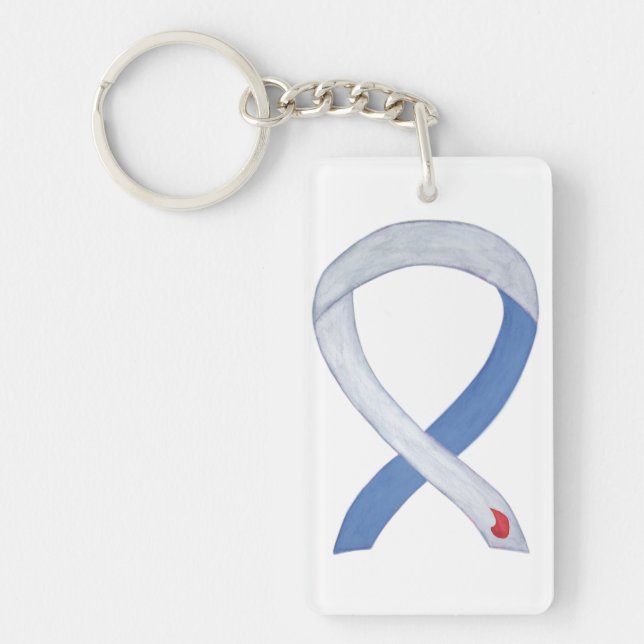 Diabetes Awareness Ribbon IDDM Custom Key chain (Front)