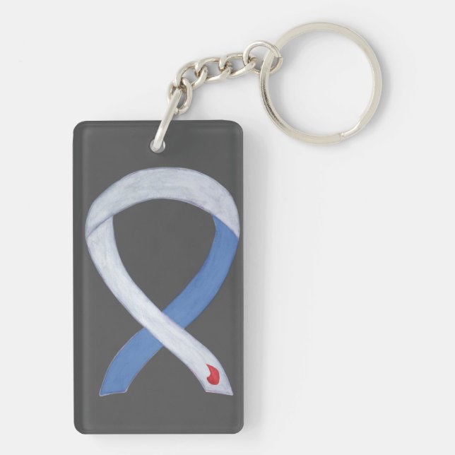 Diabetes Awareness Ribbon IDDM Custom Key chain (Back)