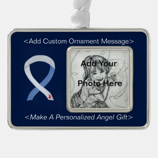 Diabetes Awareness Ribbon IDDM Custom Ornament (Front)