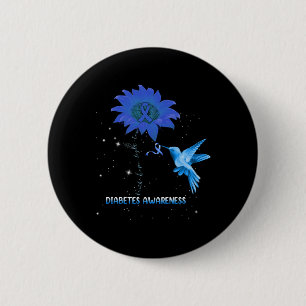 Diabetes Awareness Sunflower Lover Hummingbird Rib 6 Cm Round Badge
