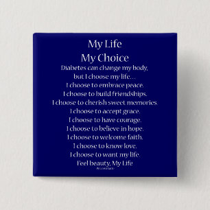 Diabetes Awareness Support My Life Poem Buttons