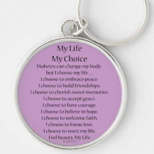 Diabetes Awareness Support Poem Charm Keychains