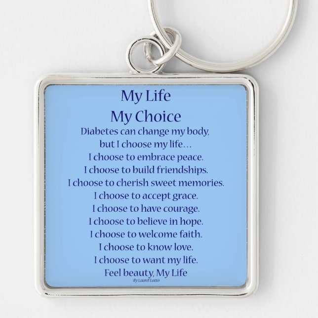 Diabetes Awareness Support Poem Charm Keychains (Front)