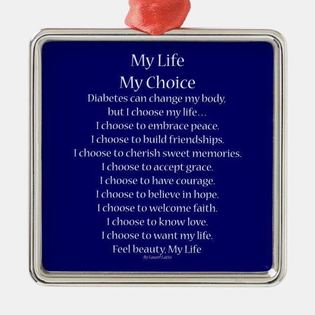 Diabetes Awareness Support Poem Charm Ornaments (Front)