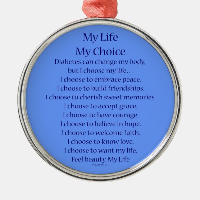 Diabetes Awareness Support Poem Charm Ornaments (Front)