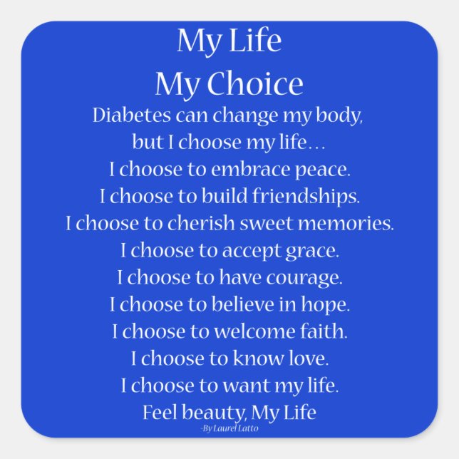 Diabetes Awareness Support Poem Decal Stickers (Front)