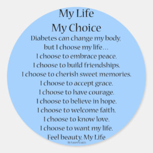 Diabetes Awareness Support Poem Decal Stickers