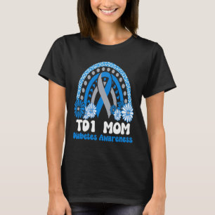 Diabetes Awareness T1d Mum Blue Sunflower Ribbon R T-Shirt