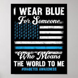 Diabetes Awareness T1d Support American Flag Blue Poster