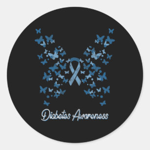 Diabetes Awareness Women's Butterfly T1 T2 Classic Round Sticker
