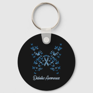 Diabetes Awareness Women's Butterfly T1 T2  Key Ring