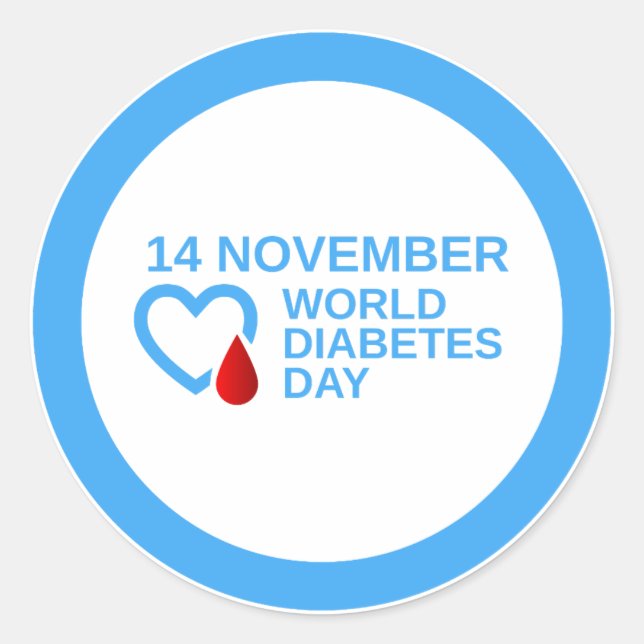 Diabetes Awareness World Diabetes Day 14 November Classic Round Sticker (Front)