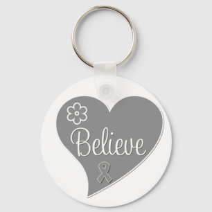 Diabetes Believe Grey Heart Key Ring