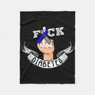 Diabetes Blue Ribbon Diabetic Type One Awareness D Fleece Blanket