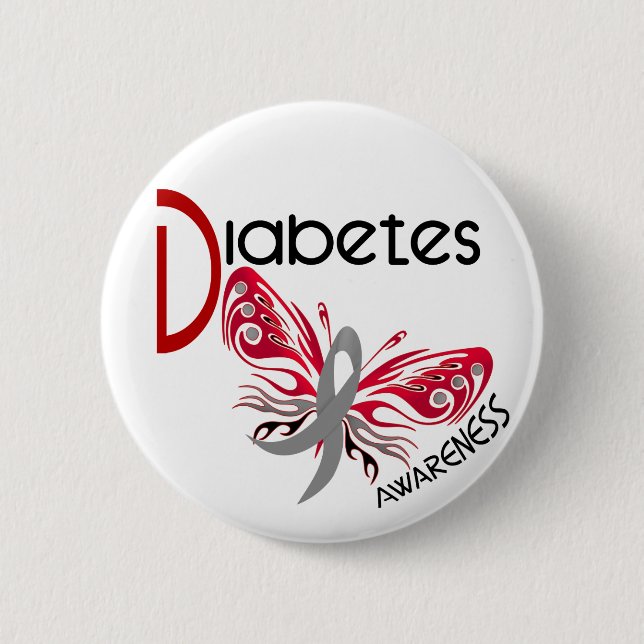Diabetes BUTTERFLY 3 6 Cm Round Badge (Front)