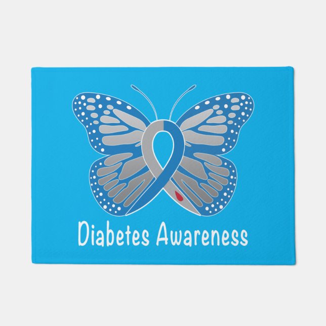 Diabetes Butterfly Awareness Doormat (Front)