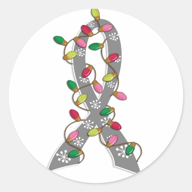Diabetes Christmas Lights Ribbon Classic Round Sticker (Front)