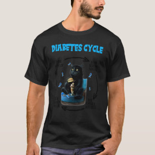 Diabetes Cycle Black Cat Kitten Diabetes Awarenes T-Shirt