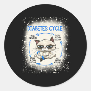 Diabetes Cycle Diabetes Awareness Fun Cat Classic Round Sticker