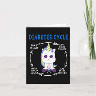 Diabetes Cycle Fun Unicorn Blue Diabetes Awareness Card