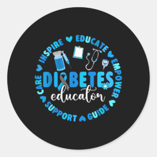 Diabetes Educator Support Diabetes Awareness Blue Classic Round Sticker