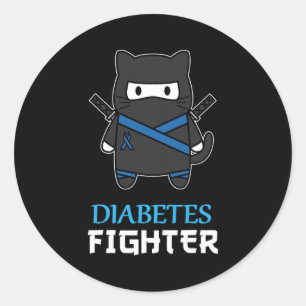 Diabetes Fighter Cat Ninja Awareness Diabetes Type Classic Round Sticker
