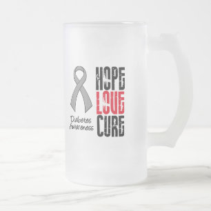 Diabetes Hope Love Cure Ribbon Frosted Glass Beer Mug