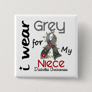 Diabetes I Wear Grey For My Niece 43 15 Cm Square Badge