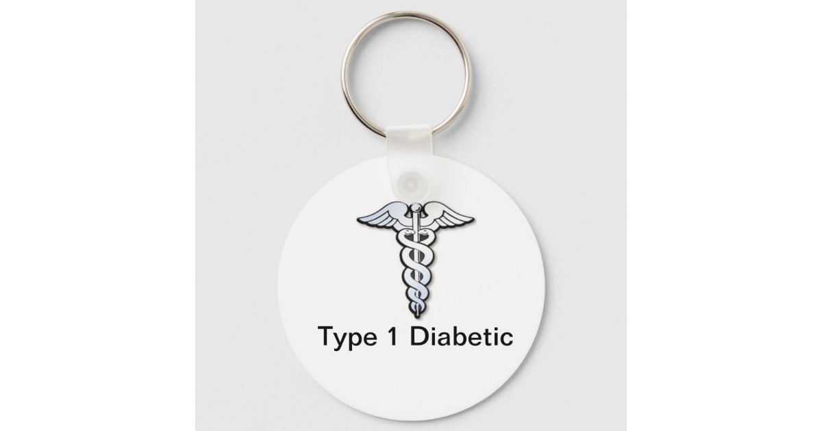 Diabetes ID Keychain Black Zazzle