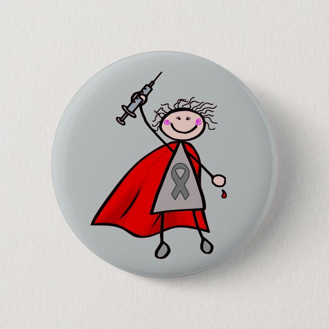 Diabetes Insulin Superhero Girl 6 Cm Round Badge (Front)